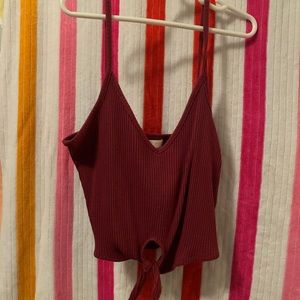 ROMWE SIPER CROPPED FRONT TIE TANK TOP